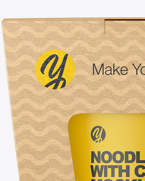 Kraft Noodle Box with Can Mockup