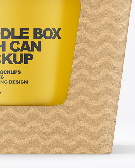 Kraft Noodle Box with Can Mockup