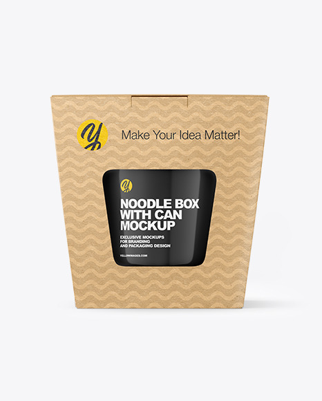 Kraft Noodle Box with Can Mockup