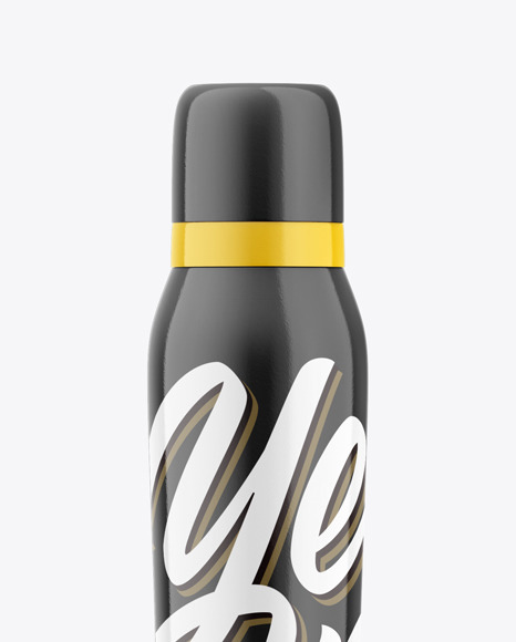 Glossy Aerosol Spray Bottle Mockup