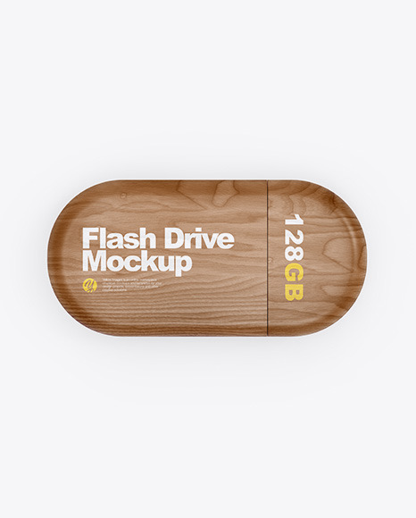 Wooden USB Flash Drive Mockup