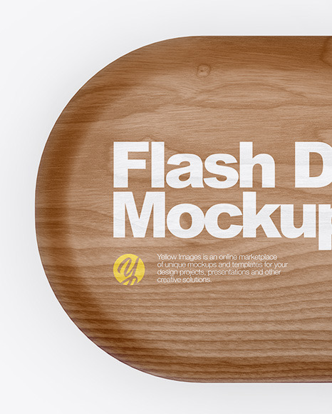 Wooden USB Flash Drive Mockup