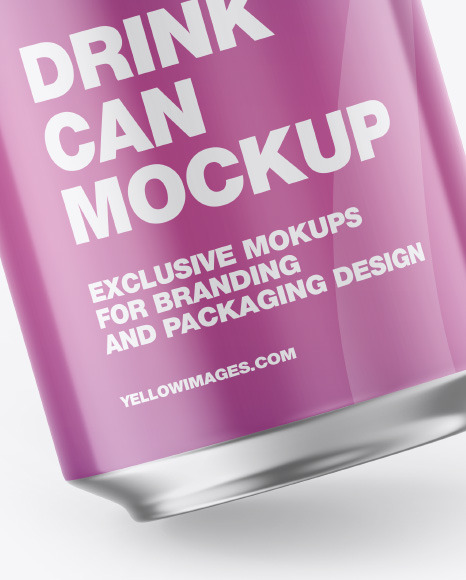 Metallic Drink Can w/ Glossy Finish Mockup