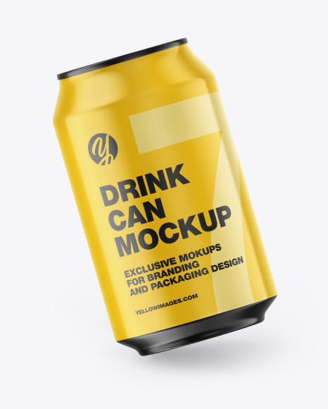 Metallic Drink Can w/ Glossy Finish Mockup