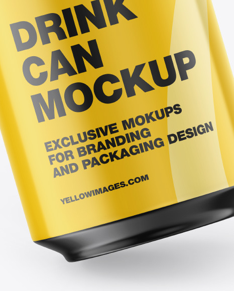 Metallic Drink Can w/ Glossy Finish Mockup