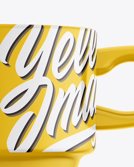 Ceramic Glossy Cup Mockup – Front View