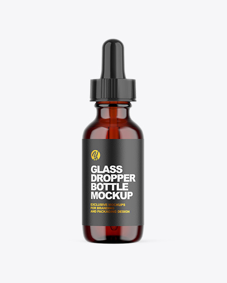 Dark Amber Glass Dropper Bottle Mockup