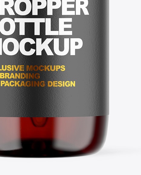 Dark Amber Glass Dropper Bottle Mockup