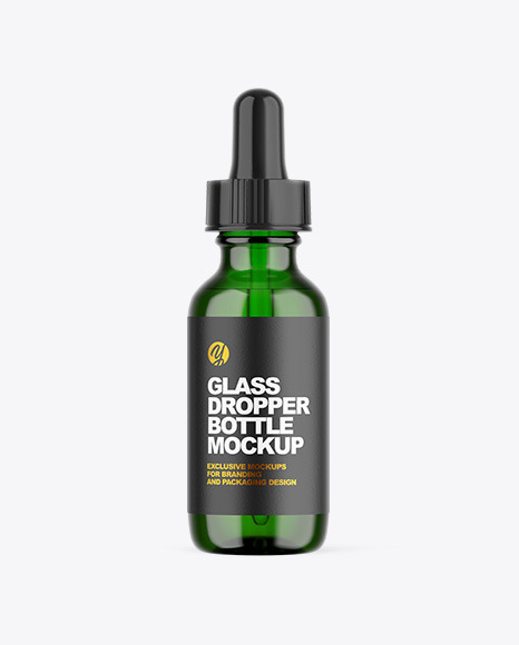 Green Glass Dropper Bottle Mockup