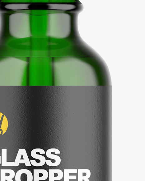 Green Glass Dropper Bottle Mockup