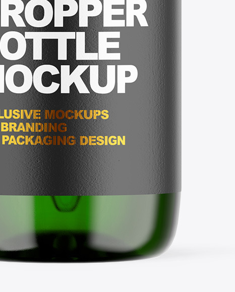 Green Glass Dropper Bottle Mockup