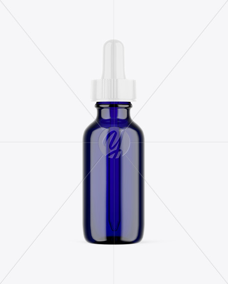 Blue Glass Dropper Bottle Mockup
