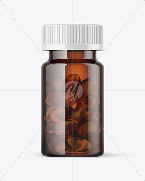 Amber Fish Oil Bottle Mockup