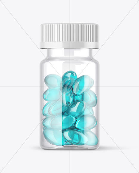 Clear Soft Gel Capsules Bottle Mockup