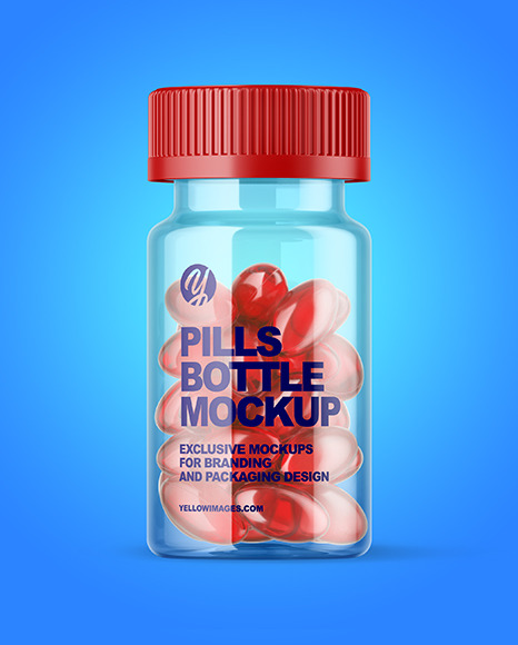 Clear Soft Gel Capsules Bottle Mockup