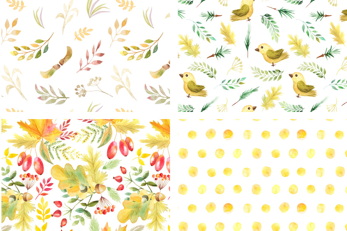 Watercolor Autumn Patterns Vol.2