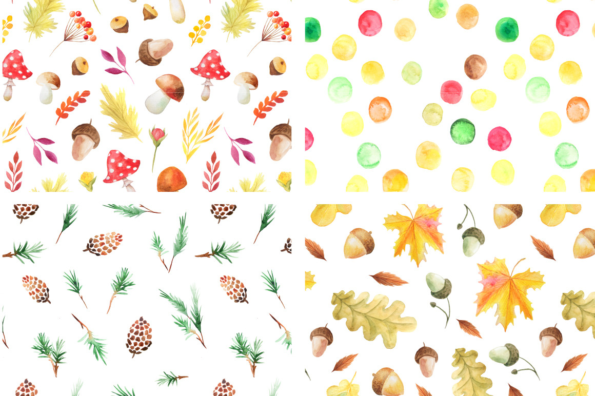 Watercolor Autumn Patterns Vol.2