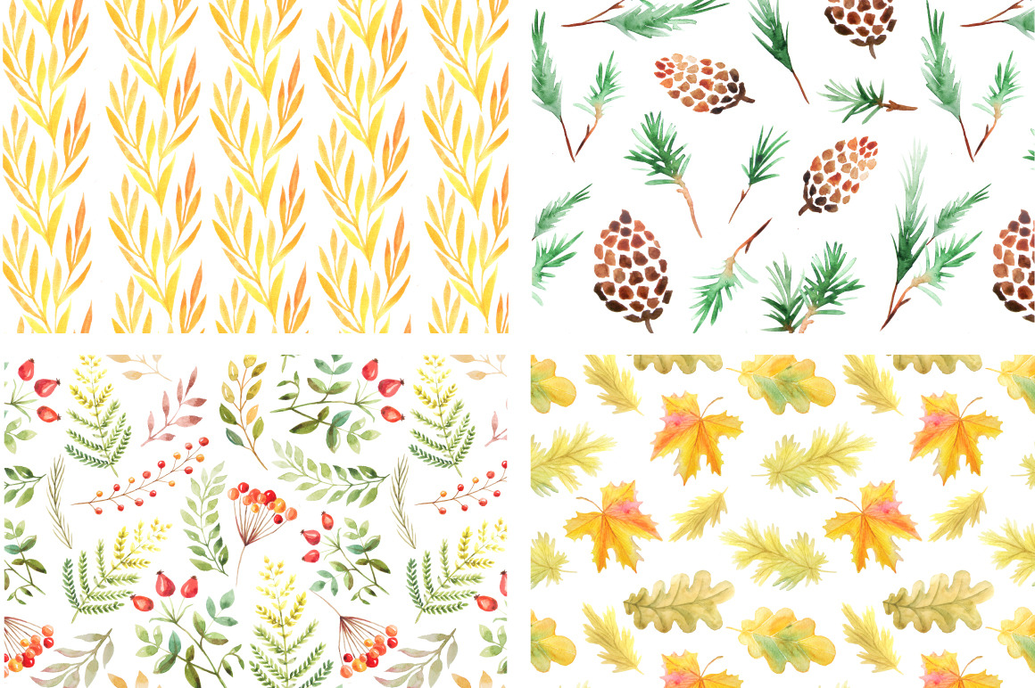 Watercolor Autumn Patterns Vol.2