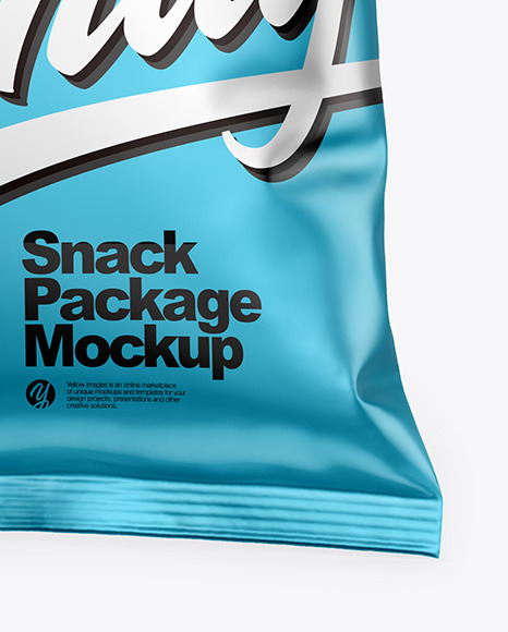 Matte Metallic Snack Package Mockup - Half Side View