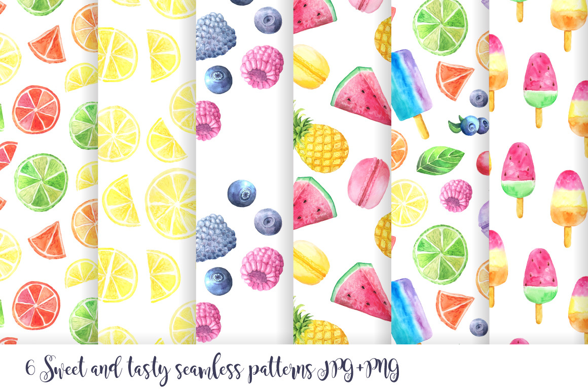 Watercolor Fruits&amp;Desserts Set