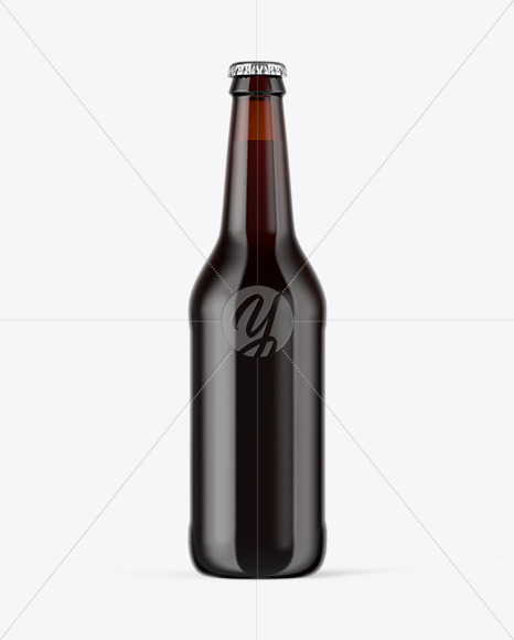 Amber Glass Bottle With Red Ale Mockup