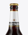 Amber Glass Bottle With Red Ale Mockup