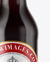 Amber Glass Bottle With Red Ale Mockup