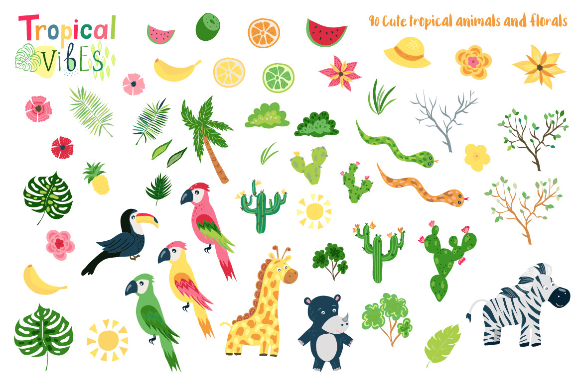 Summer Tropical Cute Vector Pack Summer Tropical Cute Vector Pack