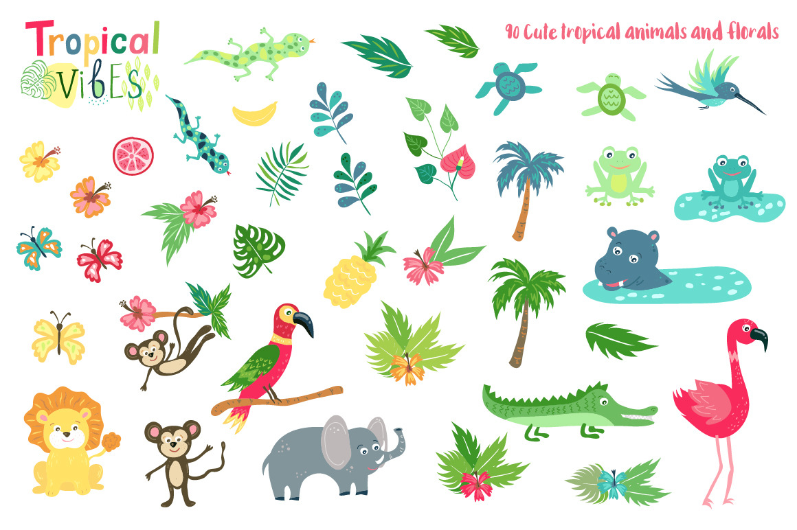 Summer Tropical Cute Vector Pack Summer Tropical Cute Vector Pack