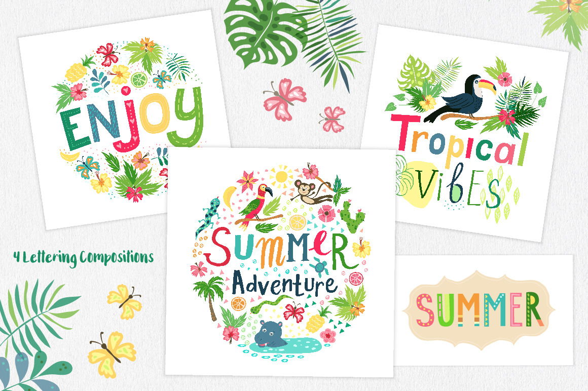 Summer Tropical Cute Vector Pack Summer Tropical Cute Vector Pack