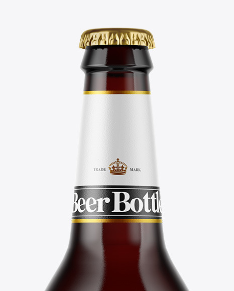 Dark Amber Glass Beer Bottle Mockup