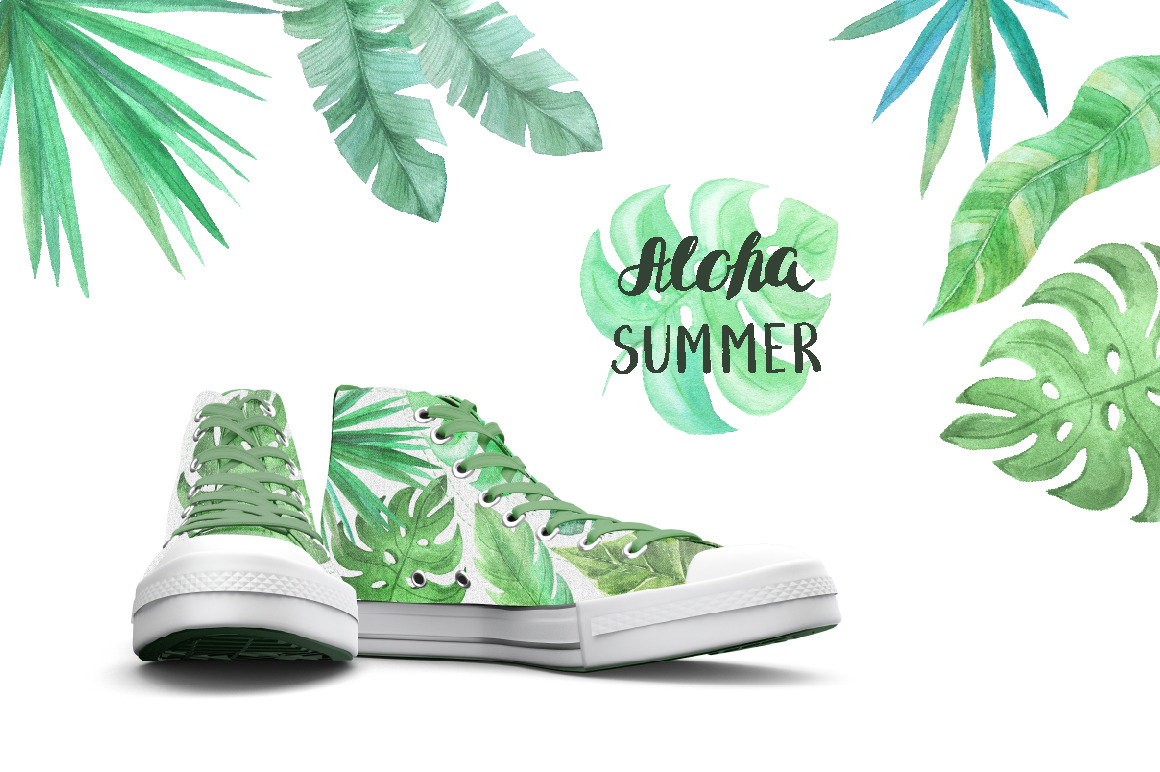 Watercolor Tropic Leaves Set Watercolor Tropic Leaves Set