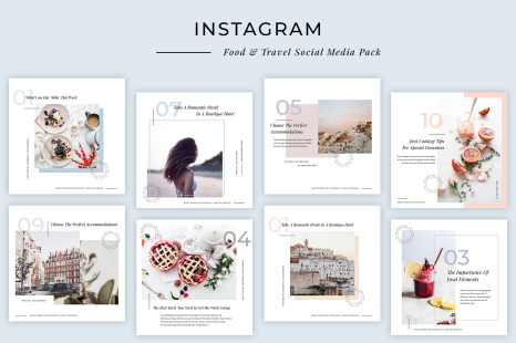 Modern Food & Travel Instagram Pack - Social Media Templates