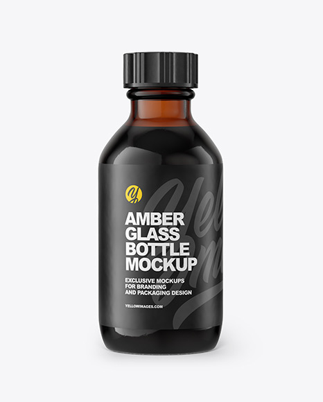 Amber Glass Bottle Mockup