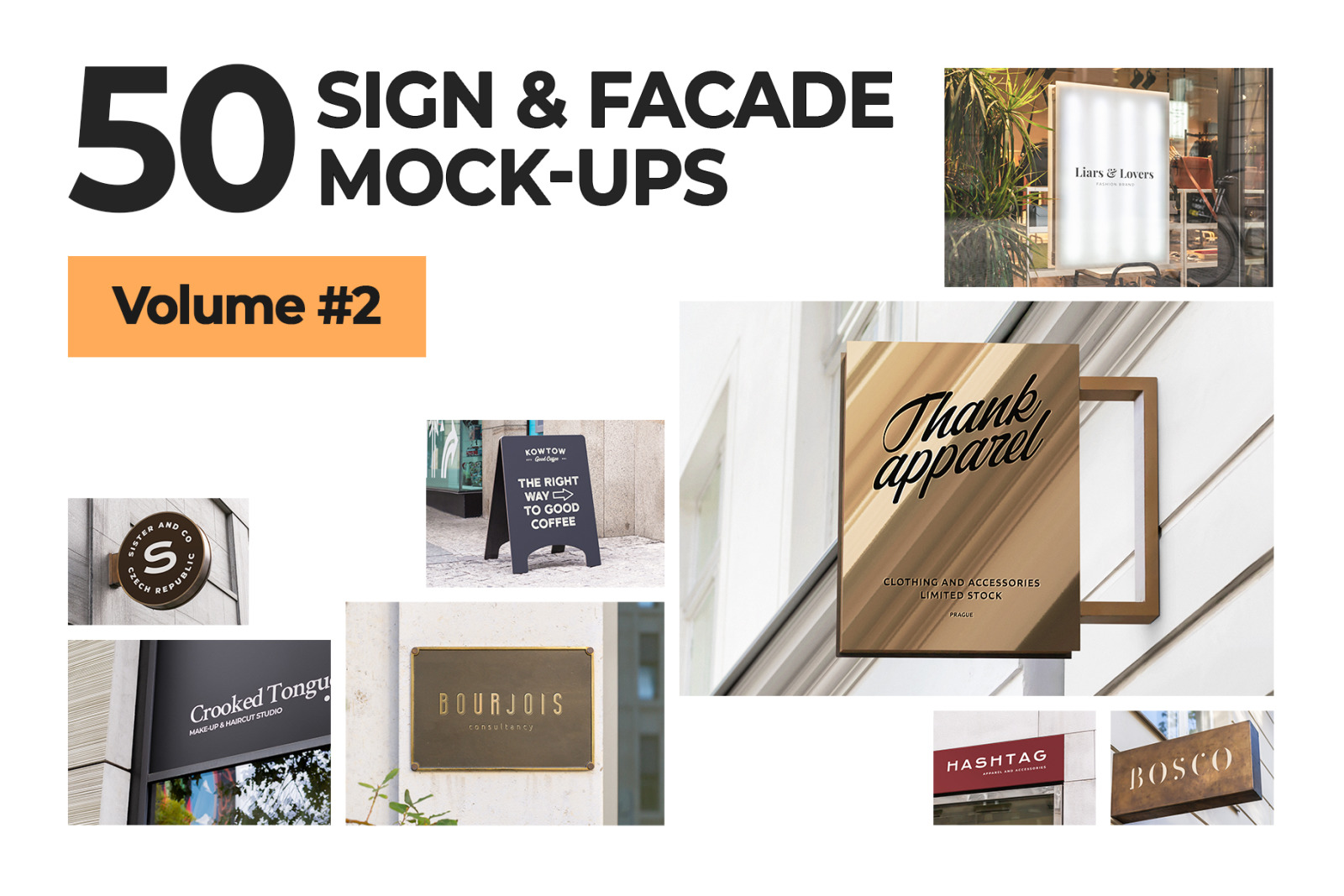 50 sign facade logo mockup template bundle 2