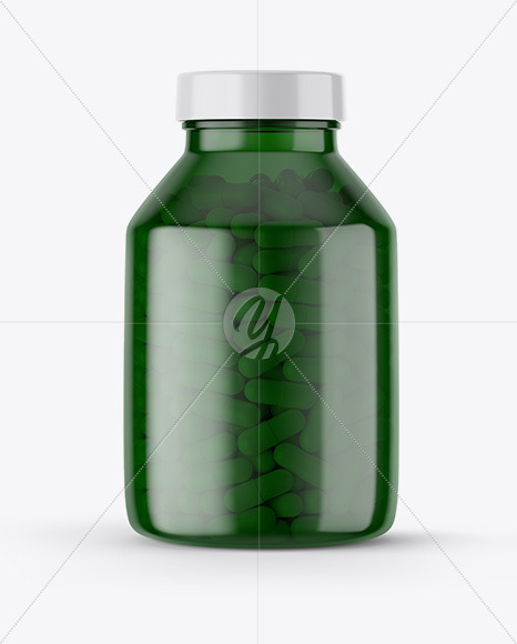 Green Pills Bottle Mockup