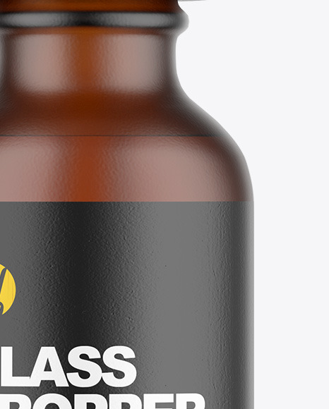 Frosted Amber Glass Dropper Bottle Mockup