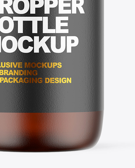 Frosted Amber Glass Dropper Bottle Mockup