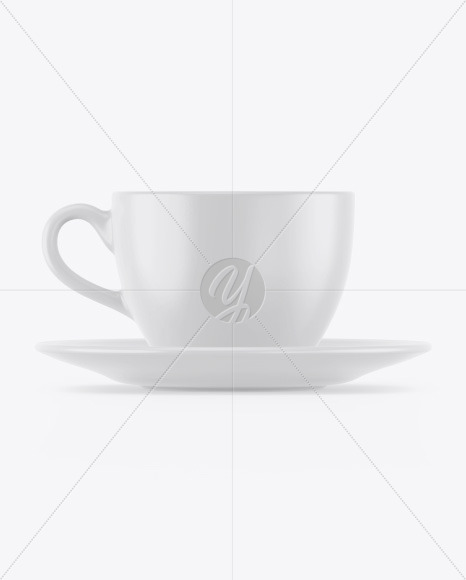 Matte Coffee Cup w/ Plate Mockup