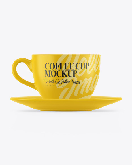 Matte Coffee Cup w/ Plate Mockup