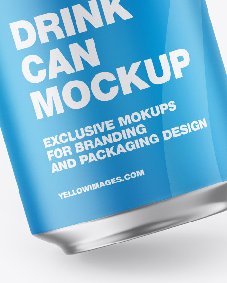 Metallic Drink Can w/ Matte Finish Mockup