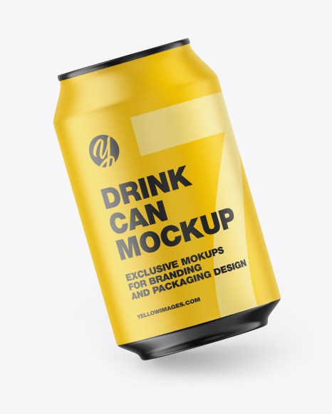 Metallic Drink Can w/ Matte Finish Mockup