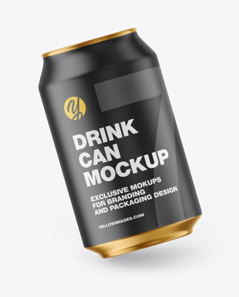 Metallic Drink Can w/ Matte Finish Mockup