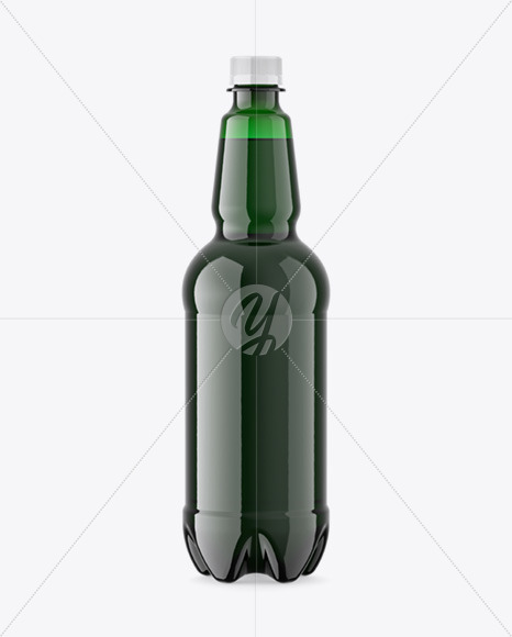 Green Plastic Dark Beer Bottle Mockup