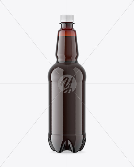 Amber Plastic Dark Beer Bottle Mockup