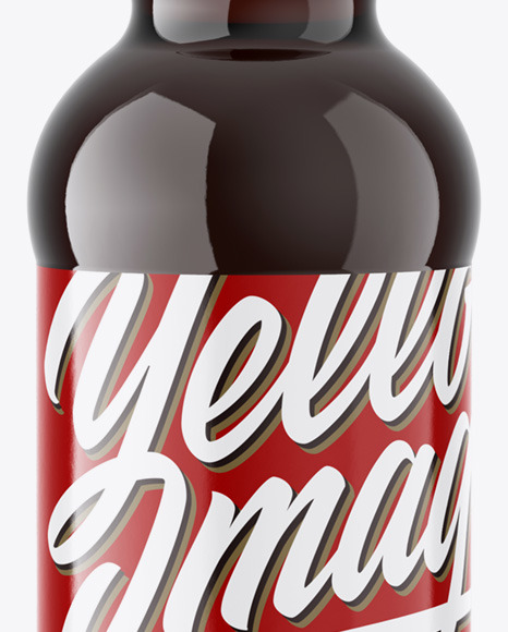 Amber Plastic Dark Beer Bottle Mockup