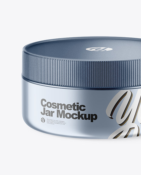 Metallic Cosmetic Jar Mockup - High-Angle Shot