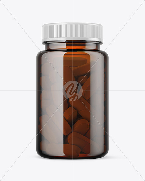 Amber Pills Bottle Mockup