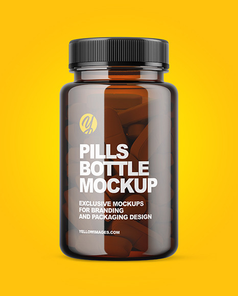 Amber Pills Bottle Mockup