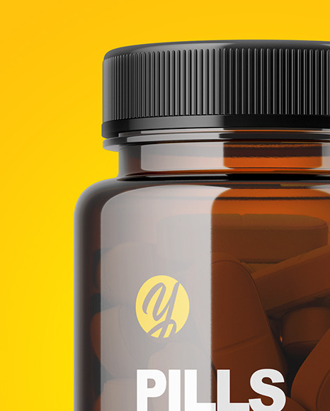 Amber Pills Bottle Mockup